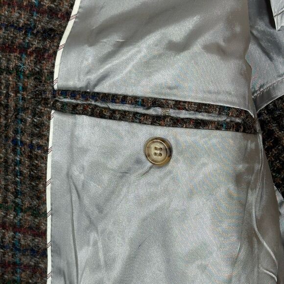 Vtg Lands' End Charter Collection Tweed Blazer Plaid Two Button Sport Coat 46L - Picture 7 of 10